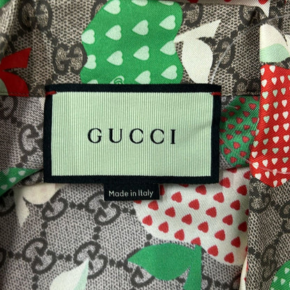 Gucci Short Sleeve Shirt 46 S Beige Multi Silk Apple Pattern — view 3