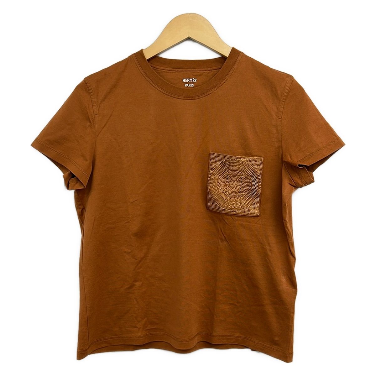 Hermes Short Sleeve T-Shirt 40 M Brown Crew Neck Mosaic