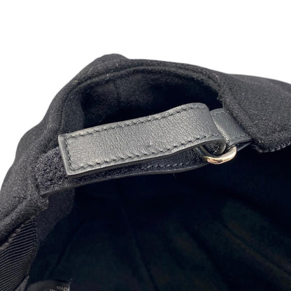 Prada Hat Logo Embroidery Baseball Cap M Wool Black — view 6