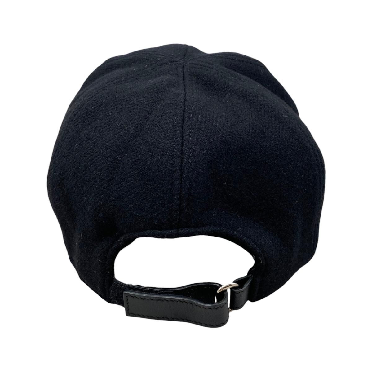 Prada Hat Logo Embroidery Baseball Cap M Wool Black — view 4