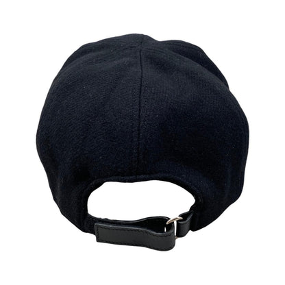 Prada Hat Logo Embroidery Baseball Cap M Wool Black — view 4