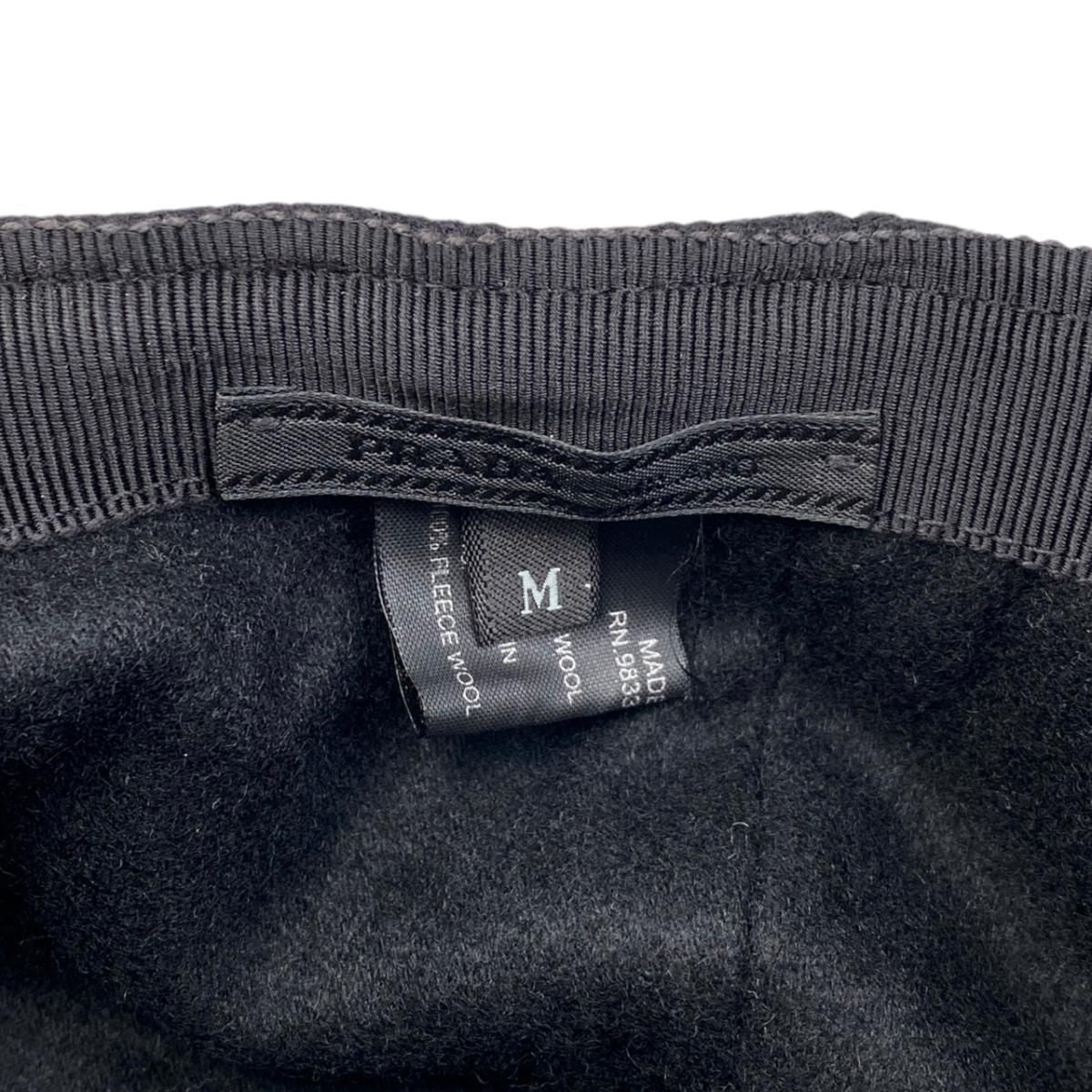 Prada Hat Logo Embroidery Baseball Cap M Wool Black — view 9