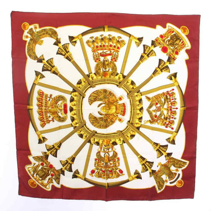 Hermes Carre 90 Caty Ancient Egypt Scarab Pectral Scarf Silk Red White TK