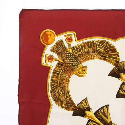 Hermes Carre 90 Caty Ancient Egypt Scarab Pectral Scarf Silk Red White TK — view 2