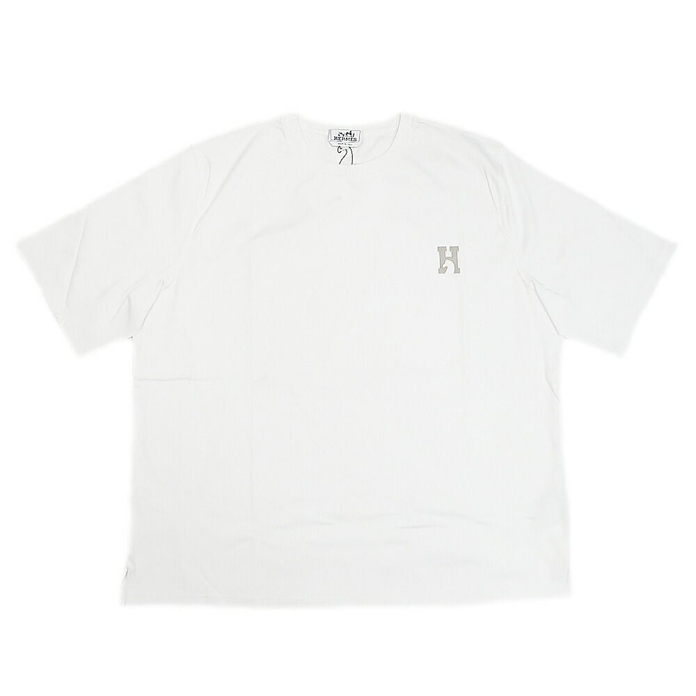Hermes Ten T-Shirt Mini Leather Patch Logo XXL Cotton Short Sleeve