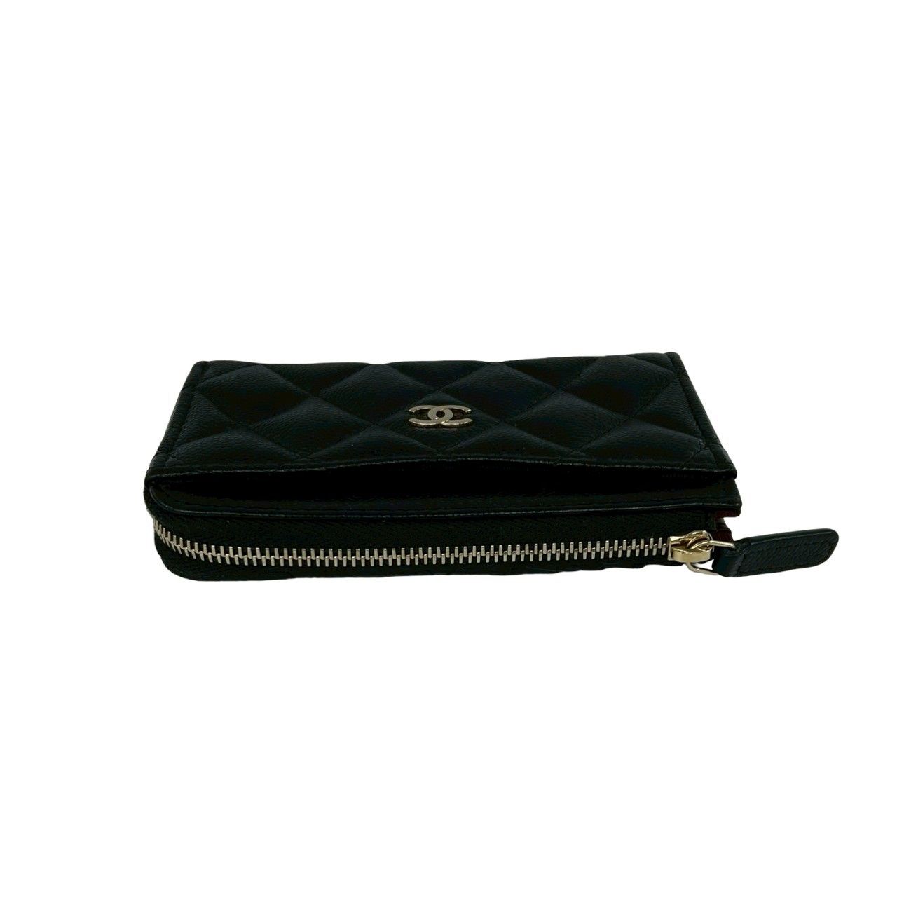 Chanel Box and Seal Fragment Case Quilted CC Logo Caviar Leather Coin Black — view 3