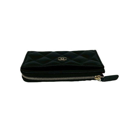 Chanel Box and Seal Fragment Case Quilted CC Logo Caviar Leather Coin Black — view 3