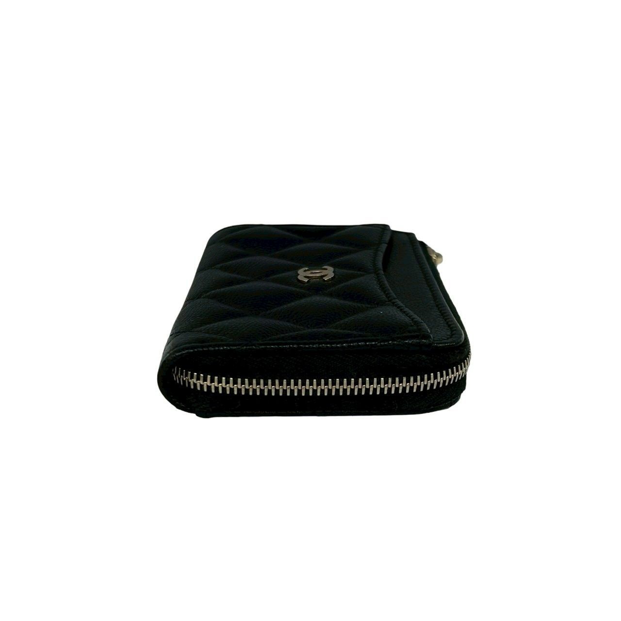 Chanel Box and Seal Fragment Case Quilted CC Logo Caviar Leather Coin Black — view 5