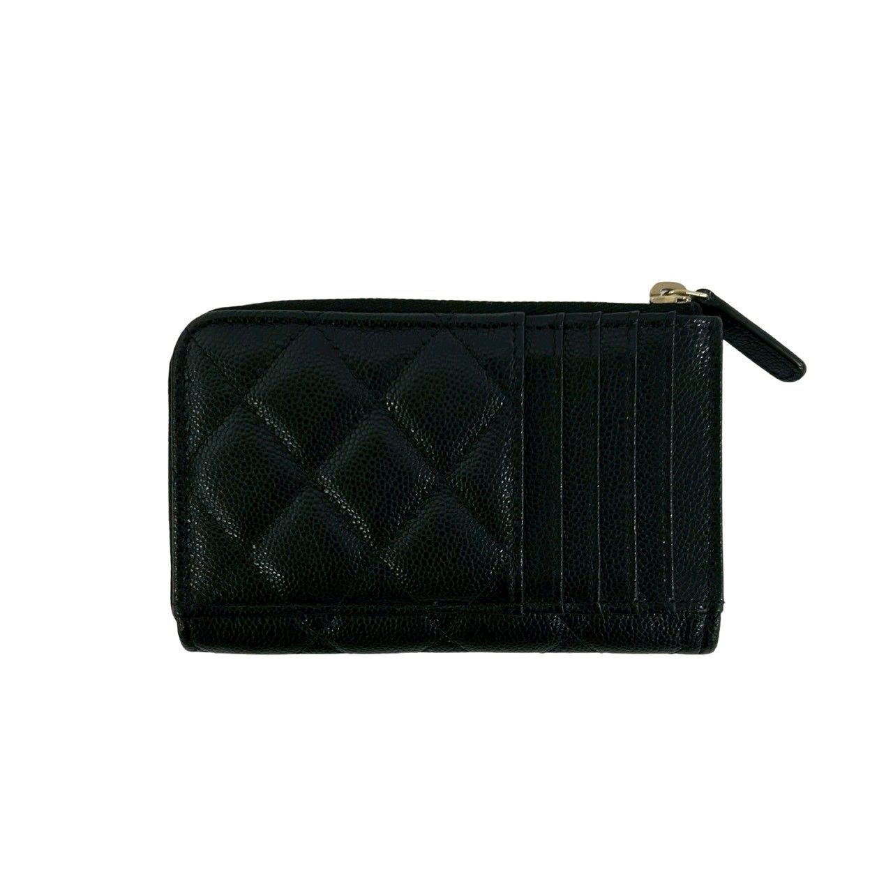 Chanel Box and Seal Fragment Case Quilted CC Logo Caviar Leather Coin Black — view 2