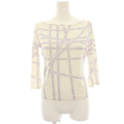 Hermes Top T-Shirt Bolduc 3/4 Sleeve M White Purple HN