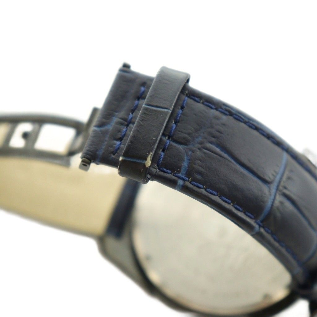 Versace Chronograph Quartz Watch Navy Blue Dial Leather Band Black BB — view 8