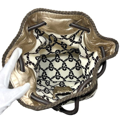 Loewe Drawstring Bucket Bag Brown White 347.80.008 Canvas Leather — view 5