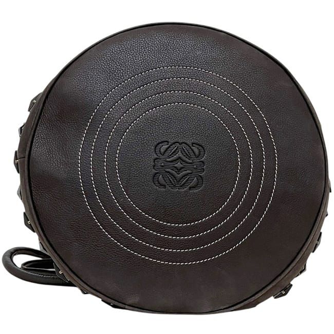 Loewe Drawstring Bucket Bag Brown White 347.80.008 Canvas Leather — view 4