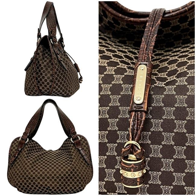Celine Tote Bittersweet Brown Macadam Canvas Leather — view 2