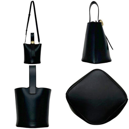 Loewe 2-Way Pebble Bucket Black Shoulder Bag Anagram Leather — view 2