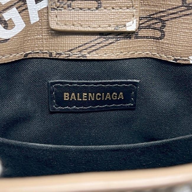 Balenciaga Shoulder Bag Large Shopping Beige BB Monogram P 2-Way Leather — view 6