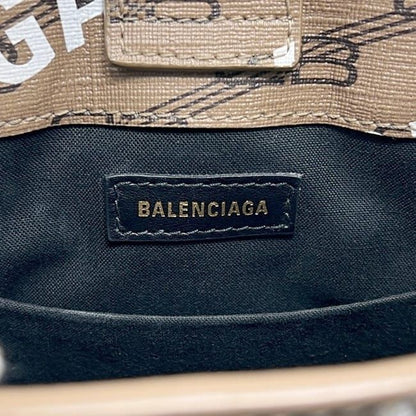 Balenciaga Shoulder Bag Large Shopping Beige BB Monogram P 2-Way Leather — view 6