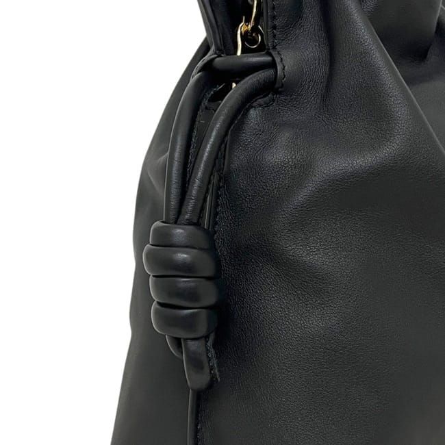 Loewe Drawstring Shoulder Bag Flamenco Clutch Black Logo Leather Napa Calfskin — view 7