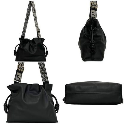 Loewe Drawstring Shoulder Bag Flamenco Clutch Black Logo Leather Napa Calfskin — view 2