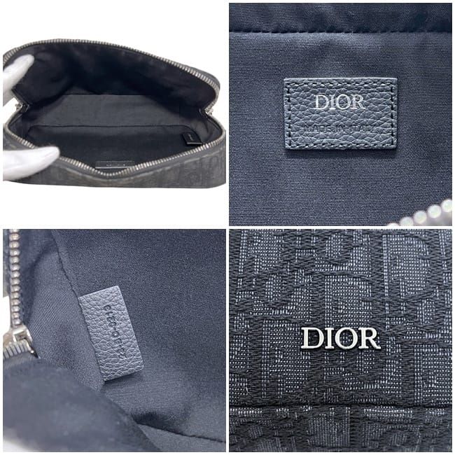 Dior Shoulder Bag Safari Messenger Black Oblique Crossbody Canvas Leather — view 3