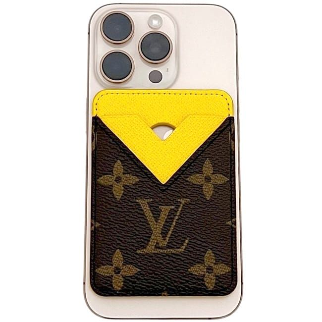 Louis Vuitton Card Case Holder Magnet Brown Yellow Monogram Canvas for Smartphon — view 5