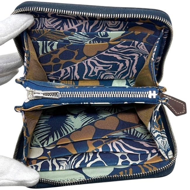 Hermes Coin Case Azap Compact Silk in Navy Wallet Purse Leather — view 3