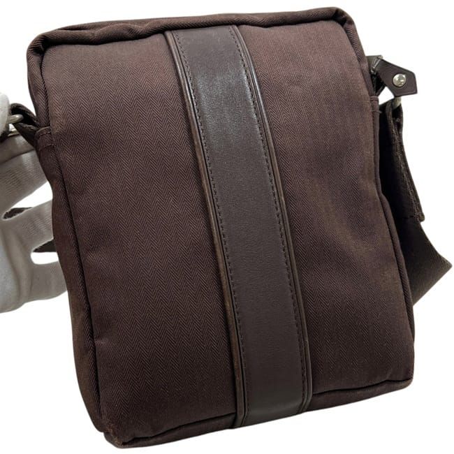Hermes Shoulder Bag Acapulco Bandouliere PM Brown Crossbody Canvas Leather — view 6