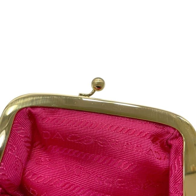Prada Coin Case Pink Tessuto Kiss Lock Purse Wallet Nylon — view 4