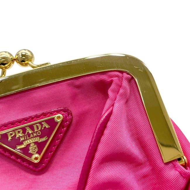 Prada Coin Case Pink Tessuto Kiss Lock Purse Wallet Nylon — view 5
