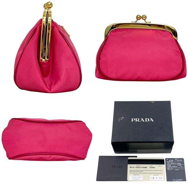 Prada Coin Case Pink Tessuto Kiss Lock Purse Wallet Nylon — view 2
