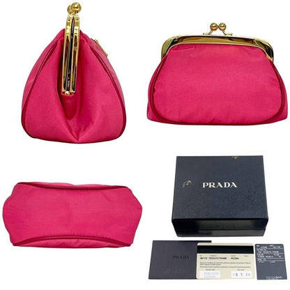 Prada Coin Case Pink Tessuto Kiss Lock Purse Wallet Nylon — view 2
