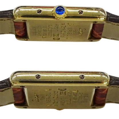 Cartier Watch Must Tank SM Vermeil Quartz 925 Leather Square — view 3