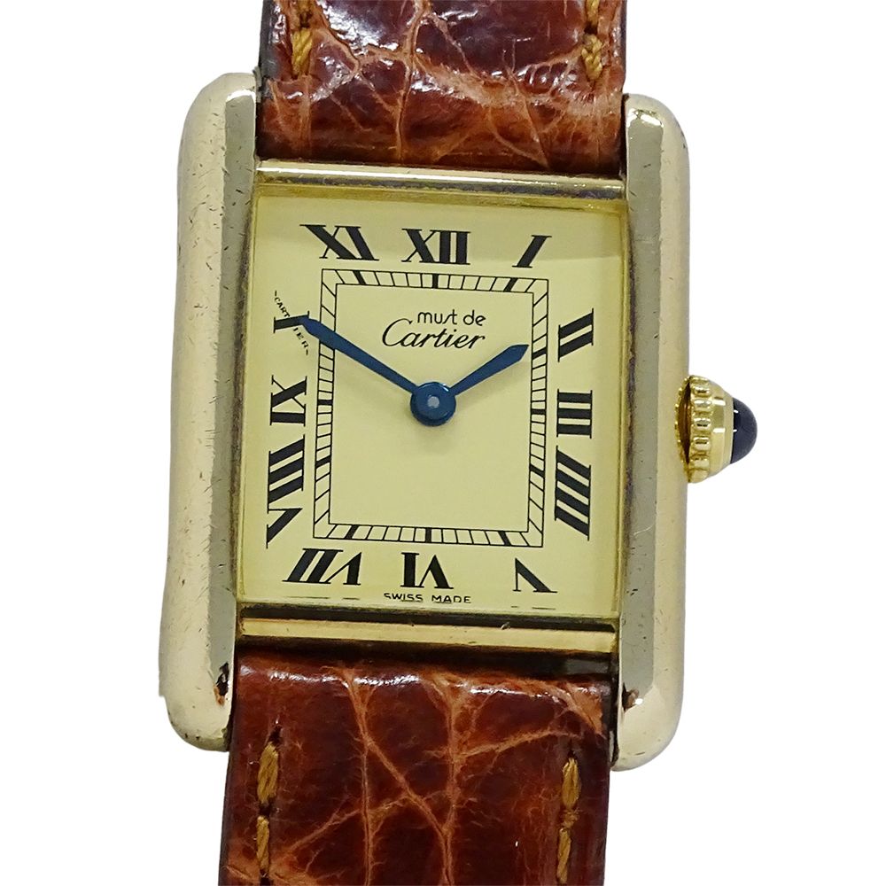 Cartier Watch Must Tank SM Vermeil Quartz 925 Leather Square — view 2