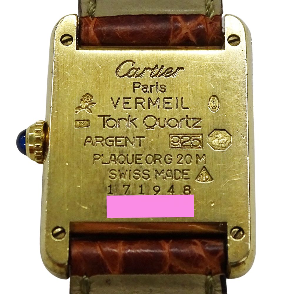 Cartier Watch Must Tank SM Vermeil Quartz 925 Leather Square — view 7