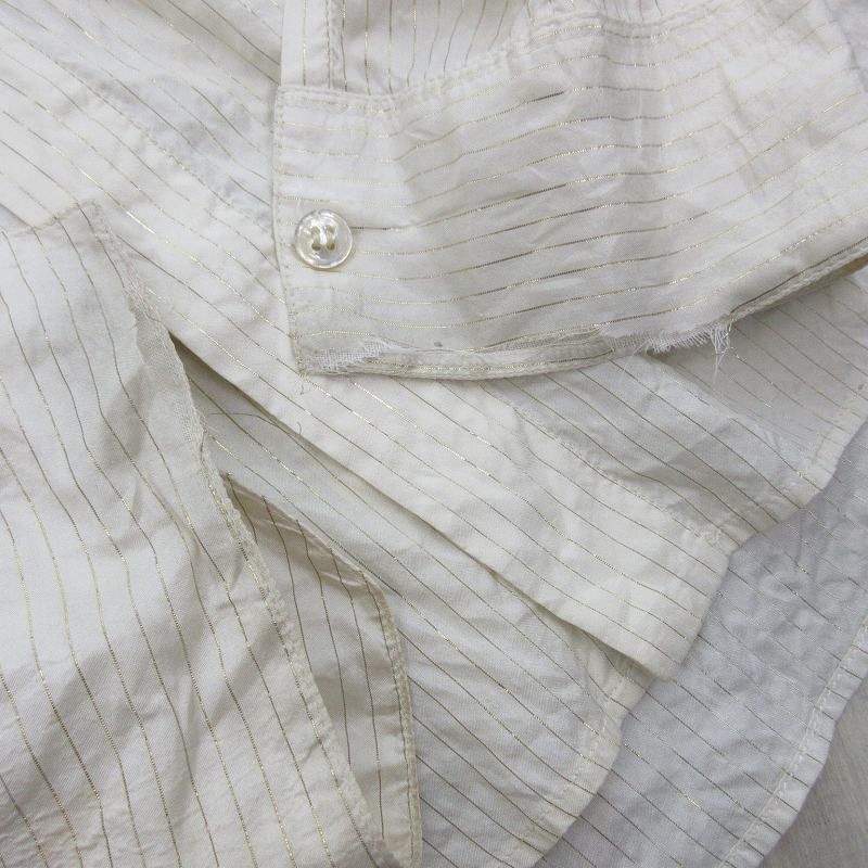 Saint Laurent Paris 37 14.5 Silk Striped Dress Shirt Long Sleeve Hiyo Beige — view 5