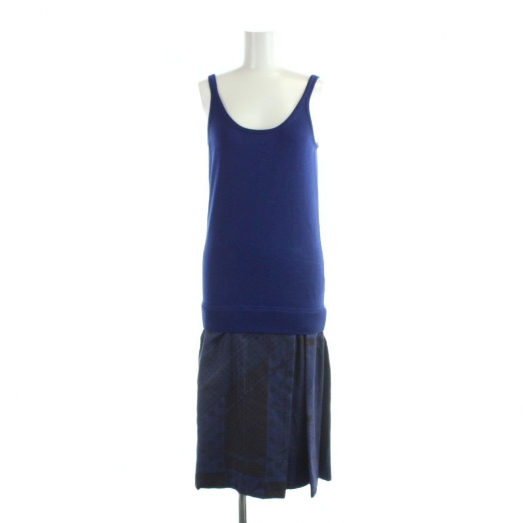 Hermes Gaultier Era Long Dress Sleeveless Silk Cashmere Knit Switch 34 XS Blue