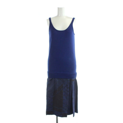 Hermes Gaultier Era Long Dress Sleeveless Silk Cashmere Knit Switch 34 XS Blue