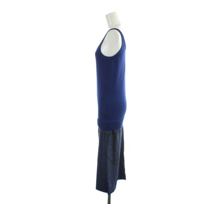 Hermes Gaultier Era Long Dress Sleeveless Silk Cashmere Knit Switch 34 XS Blue — view 3