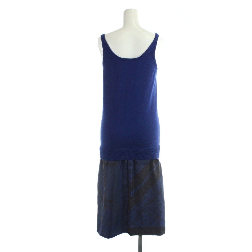 Hermes Gaultier Era Long Dress Sleeveless Silk Cashmere Knit Switch 34 XS Blue — view 2