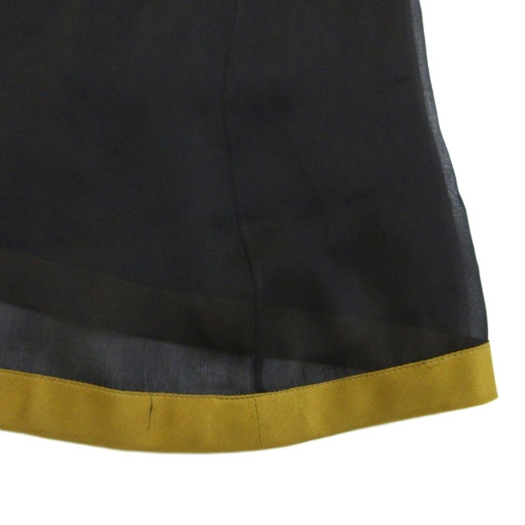 Gucci Dress Silk 38 Black Mustard Neck Short Sleeve Shoulder Line Decoration — view 6