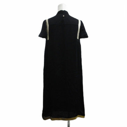 Gucci Dress Silk 38 Black Mustard Neck Short Sleeve Shoulder Line Decoration — view 2