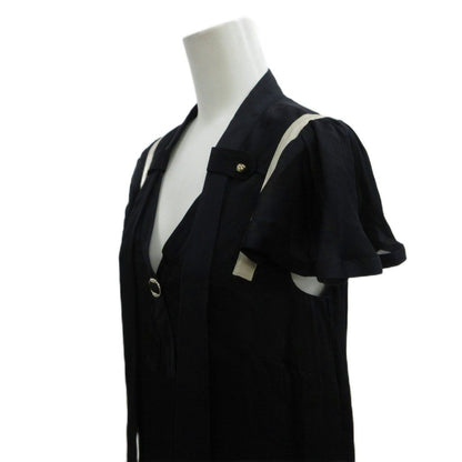 Gucci Dress Silk 38 Black Mustard Neck Short Sleeve Shoulder Line Decoration — view 4