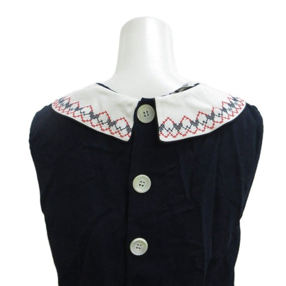 Miu Miu Miu Dress 36 Navy Above Knee Length Sleeveless Collar Embroidery PP — view 6