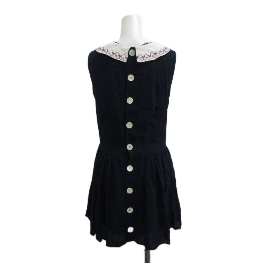 Miu Miu Miu Dress 36 Navy Above Knee Length Sleeveless Collar Embroidery PP — view 2