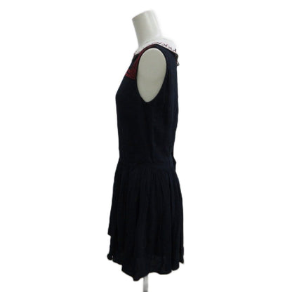 Miu Miu Miu Dress 36 Navy Above Knee Length Sleeveless Collar Embroidery PP — view 3
