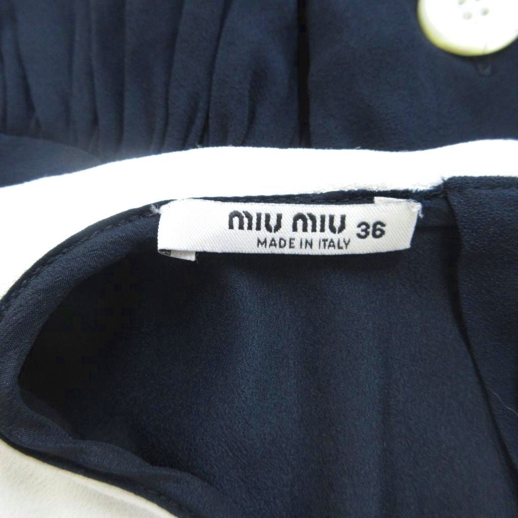Miu Miu Miu Dress 36 Navy Above Knee Length Sleeveless Collar Embroidery PP — view 7