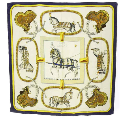 Hermes Scarf Carre 90 Grand Apparat Dressed Horse Ivory