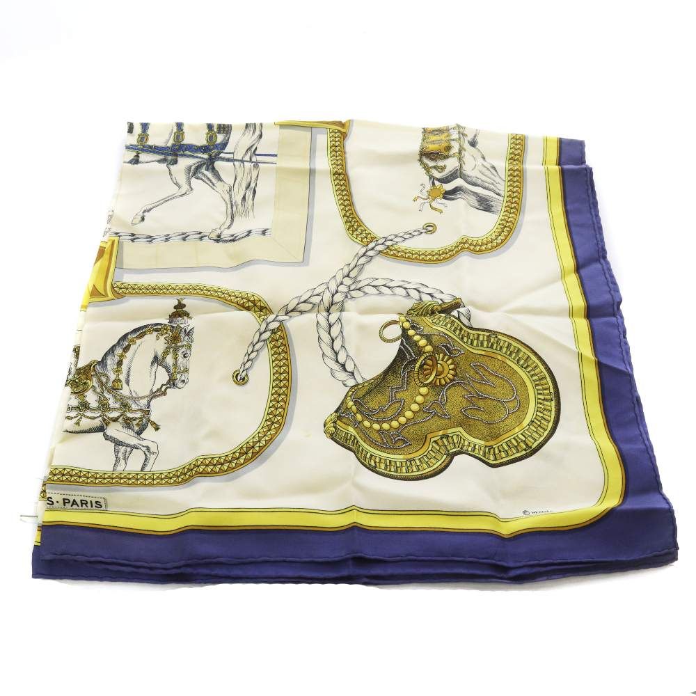 Hermes Scarf Carre 90 Grand Apparat Dressed Horse Ivory — view 6