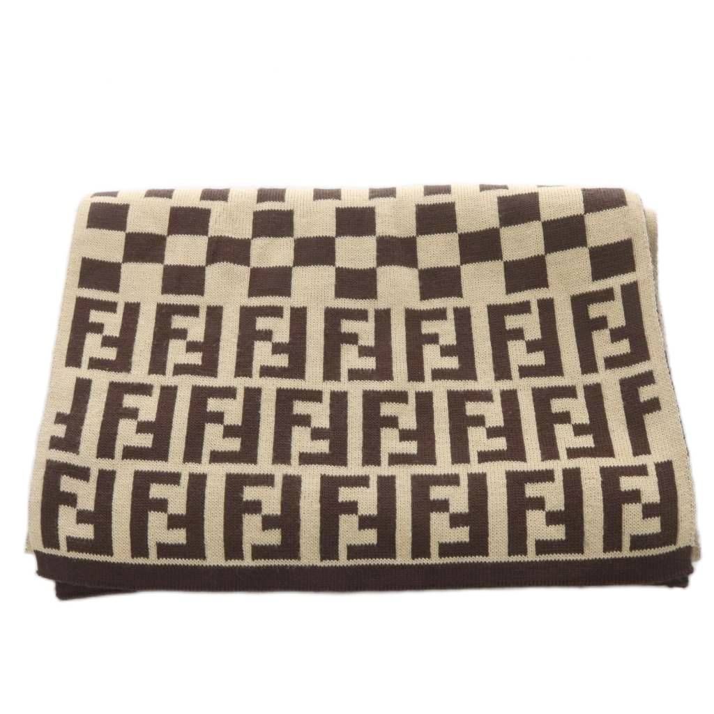 Fendi Scarf Zucca Pattern Stripe Logo Beige — view 3