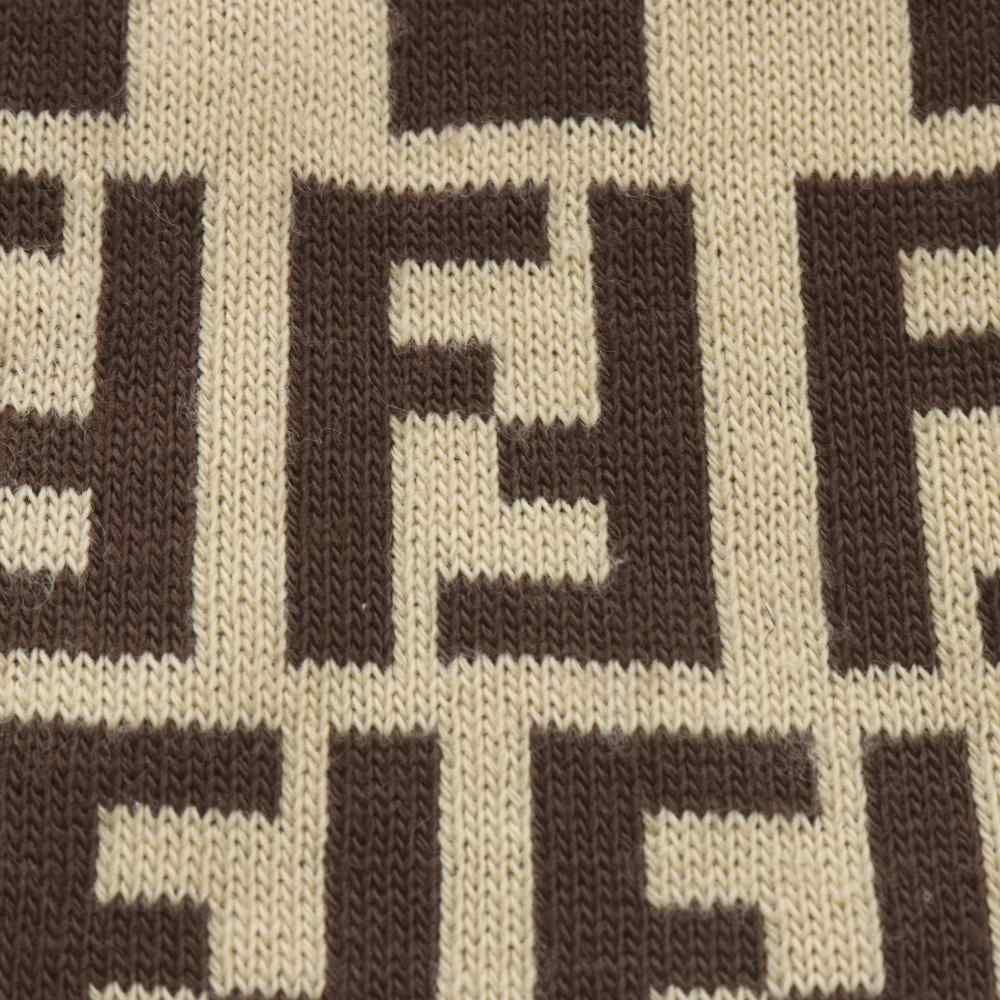 Fendi Scarf Zucca Pattern Stripe Logo Beige — view 4